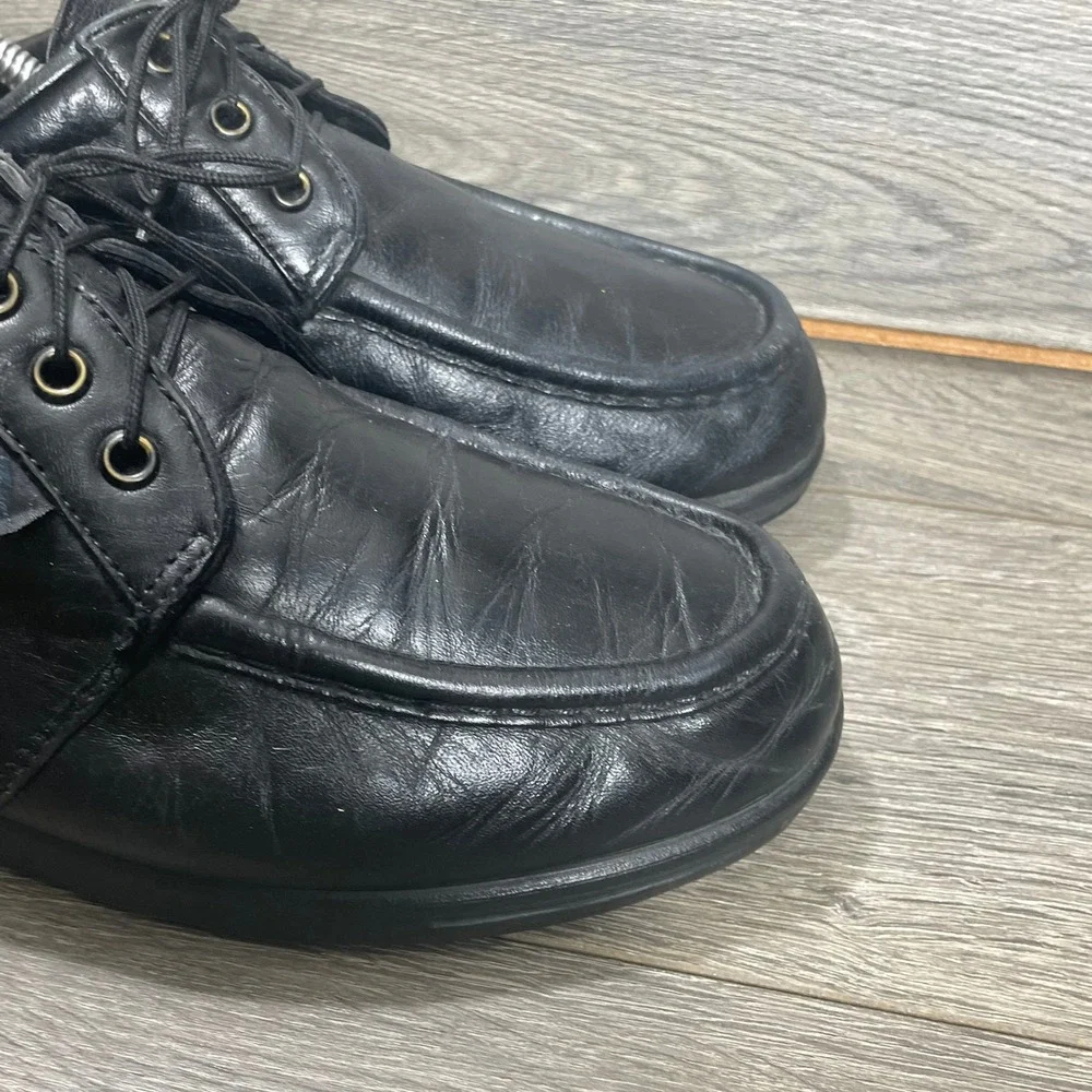 Vintage Red Wing Shoes Oxford Mens 11 D Black Moc Toe Leather Workwear USA Soft